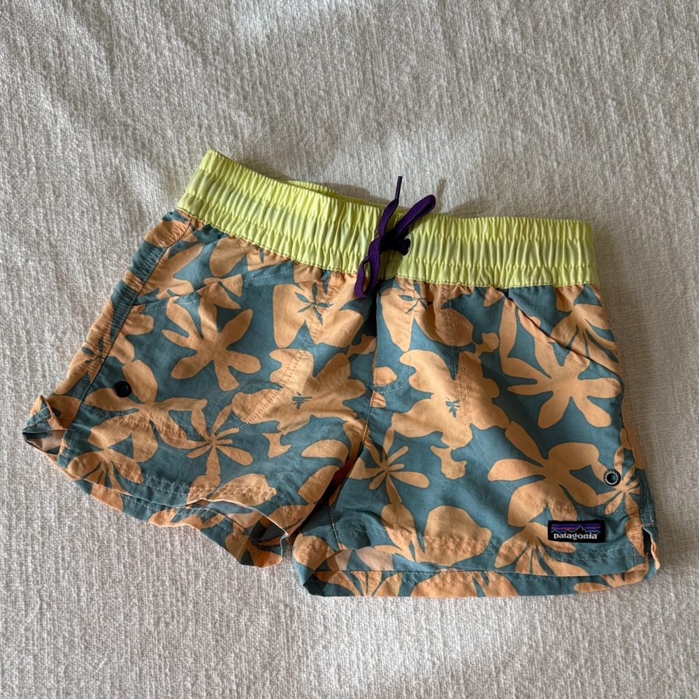 Patagonia Yellow and Blue Floral Swim Shorts